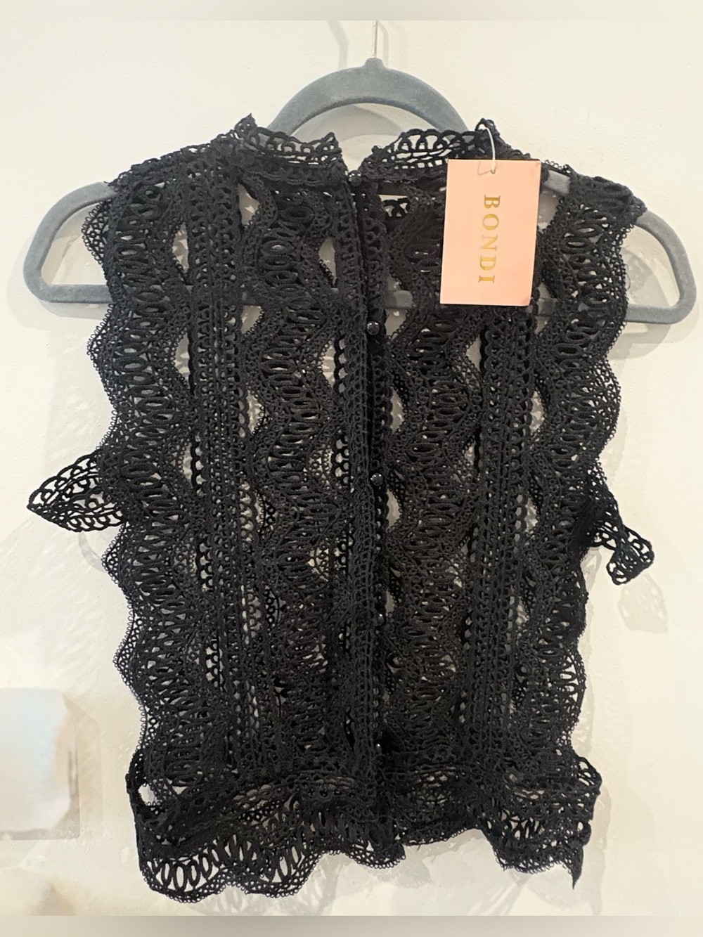 Bondi Black Crochet Lace Top NWT